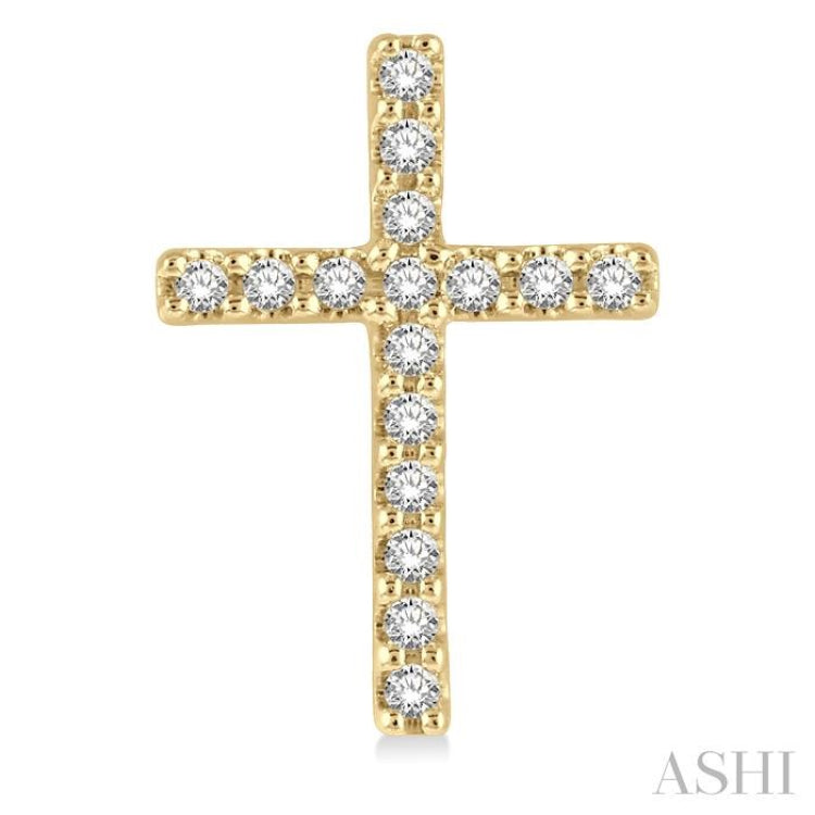 1/10 Ctw Cross Round Cut Diamond Petite Fashion Stud Earrings in 10K Yellow Gold