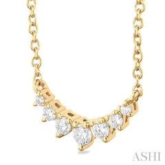 1/8 Ctw Graduated Petite Diamond Smile Necklace in 14K Yellow Gold