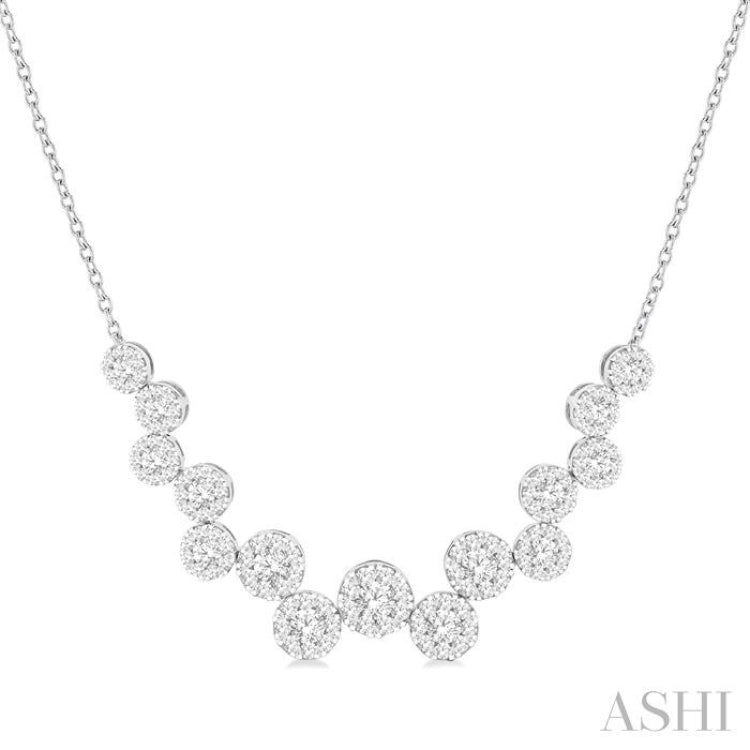 3 Ctw Lovebright Circular Zig-Zag Round Cut Diamond Fashion Necklace in 14K White Gold