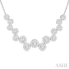 3 Ctw Lovebright Circular Zig-Zag Round Cut Diamond Fashion Necklace in 14K White Gold