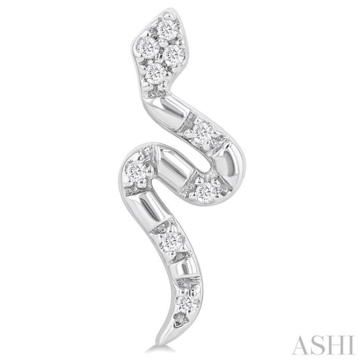 1/20 Ctw Petite Snake Round Cut Diamond Fashion Stud Earrings in 10K White Gold