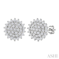 1/5 Ctw Petite Round Shape Round Cut Diamond Cluster Fashion Stud Earrings in 10K White Gold