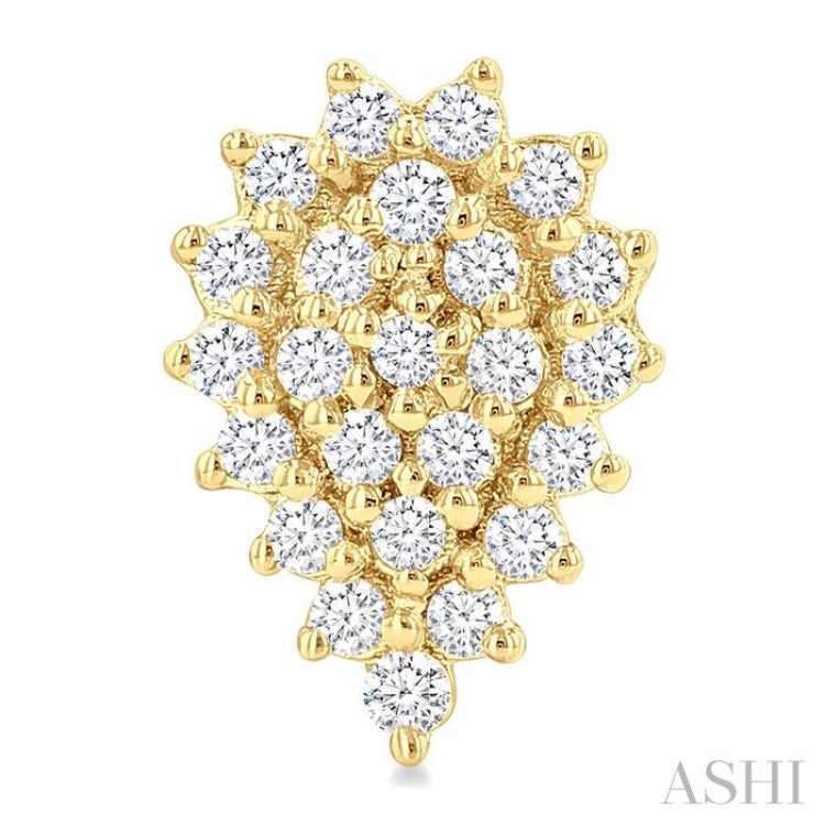 1/5 Ctw Petite Pear Shape Round Cut Diamond Cluster Fashion Stud Earrings in 10K Yellow Gold
