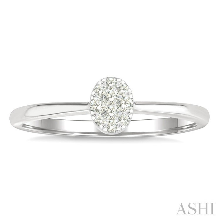 1/10 Ctw Lovebright Petite Oval Shape Round Cut Diamond Fashion Ring in 10K Yellow and White Gold