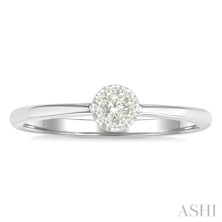 1/10 Ctw Lovebright Petite Round Shape Round Cut Diamond Fashion Ring in 10K Yellow and White Gold