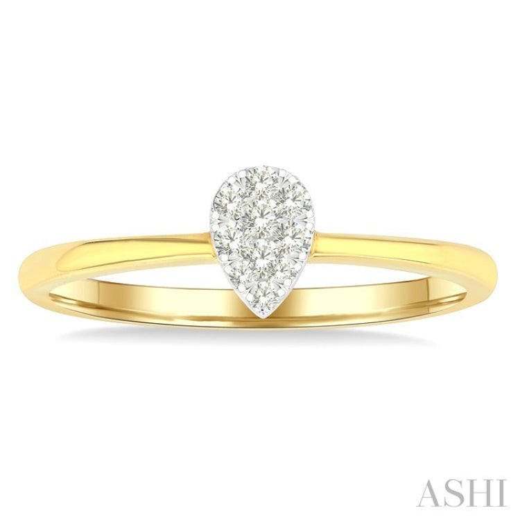 1/10 Ctw Lovebright Petite Pear Shape Round Cut Diamond Fashion Ring in 10K Yellow Gold