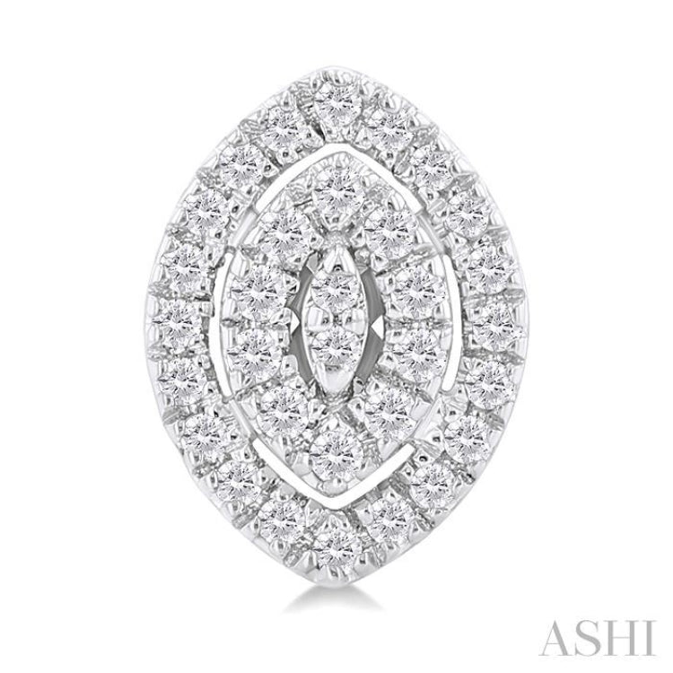 1/5 Ctw Double Halo Marquise Shape Petite Round Cut Diamond Fashion Stud Earrings in 10K White Gold