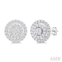1/5 Ctw Double Halo Round Shape Petite Round Cut Diamond Fashion Stud Earrings in 10K White Gold