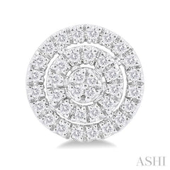 1/5 Ctw Double Halo Round Shape Petite Round Cut Diamond Fashion Stud Earrings in 10K White Gold