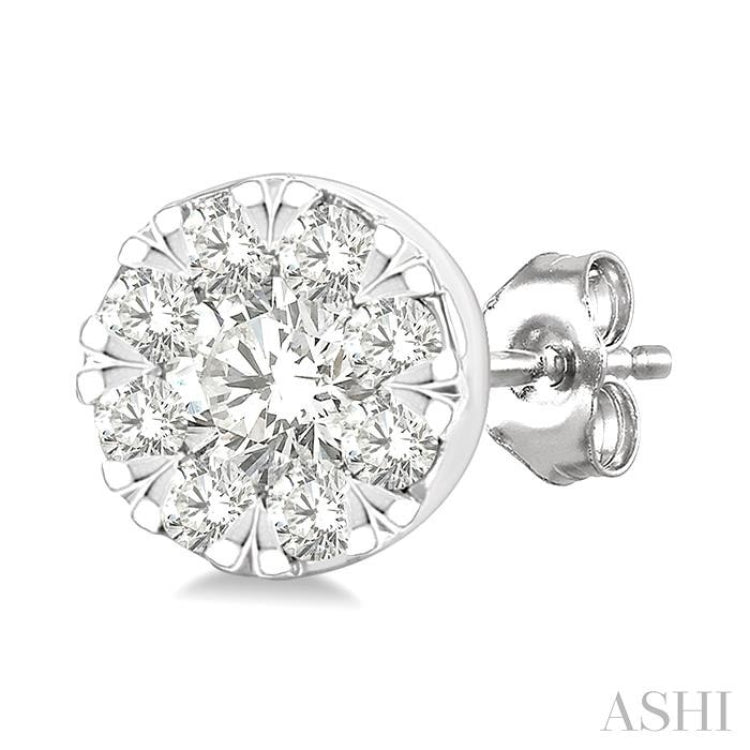 1/6 Ctw Lovebright Petite Round Shape Round Cut Diamond Fashion Stud Earrings in 10K Yellow and White Gold
