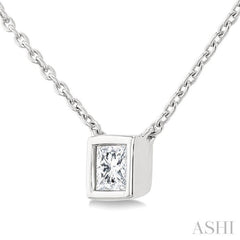 1/6 Ctw Petite Bezel Set Princess Cut Diamond Fashion Pendant With Chain in 10K White Gold
