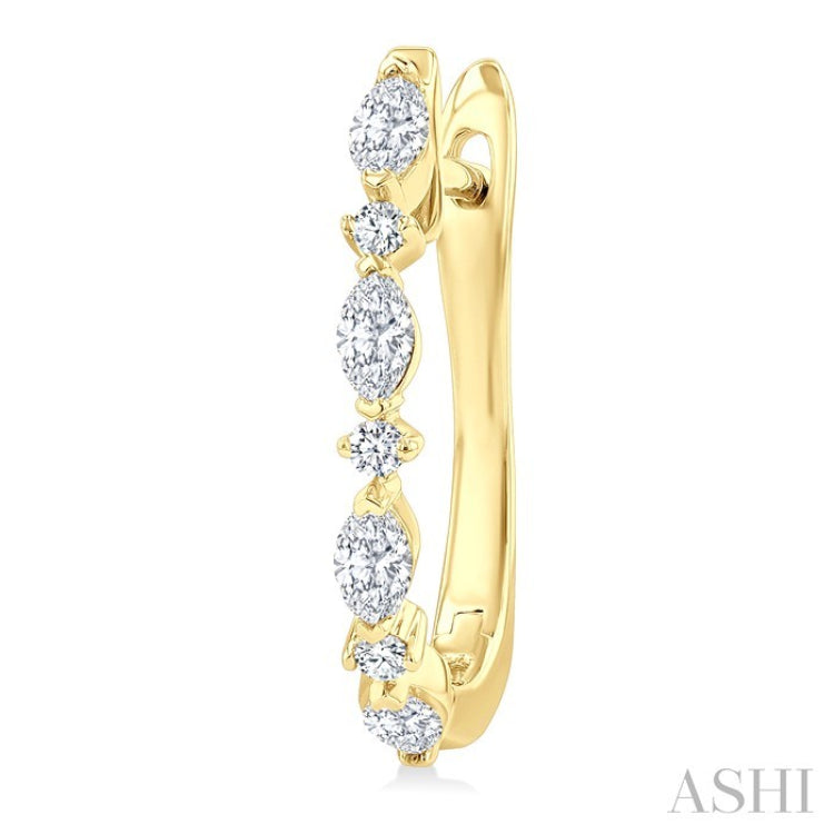 1/2 Ctw Marquise and Round Cut Diamond Fashion Hoop Earrings in 14K Yellow Gold