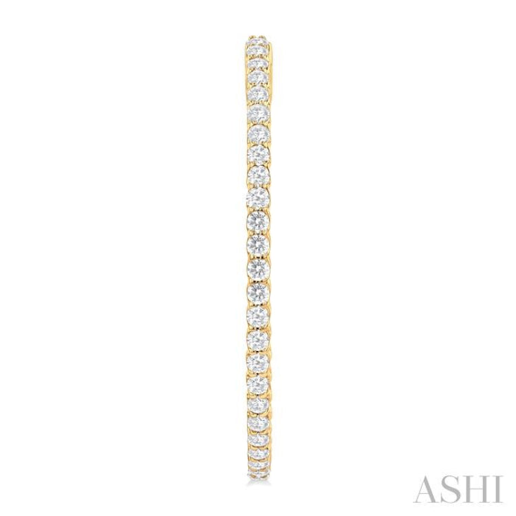 3 Ctw Inside & Outside Round Cut Diamond Hoop Earrings in 14K Yellow Gold
