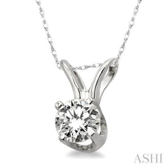 1/6 Ctw Round Cut Diamond Solitaire Pendant in 14K White Gold with Chain