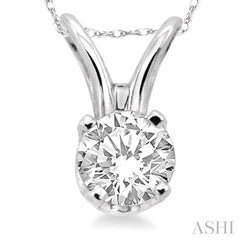 1/6 Ctw Round Cut Diamond Solitaire Pendant in 14K White Gold with Chain