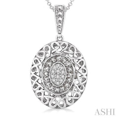 1/20 Ctw Round Cut Diamond Fashion Pendant in Sterling Silver with Chain