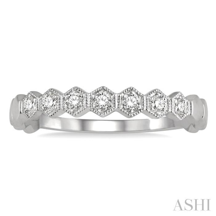 1/6 ctw Round Cut Diamond Stackable Wedding Band in 14K White Gold