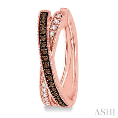 1/3 ctw White and Champagne Brown Single Cut Diamond Earrings in 10K Rose Gold