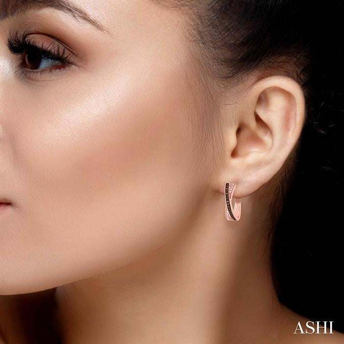 1/3 ctw White and Champagne Brown Single Cut Diamond Earrings in 10K Rose Gold