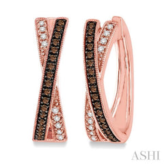 1/3 ctw White and Champagne Brown Single Cut Diamond Earrings in 10K Rose Gold