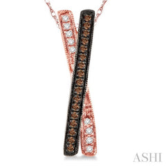 1/4 Ctw White and Champagne Brown Diamond Pendant in 10K Rose Gold with Chain
