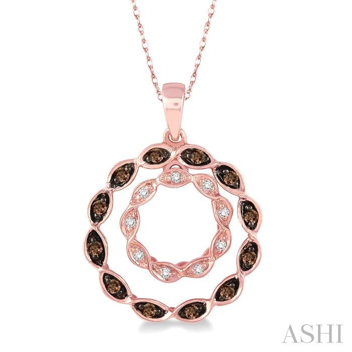 1/8 ctw White and Champagne Brown Diamond Pendant in 14K Rose Gold with Chain