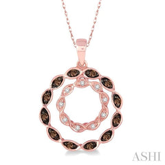 1/8 ctw White and Champagne Brown Diamond Pendant in 14K Rose Gold with Chain
