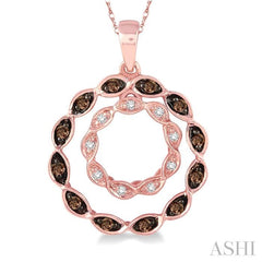 1/8 ctw White and Champagne Brown Diamond Pendant in 14K Rose Gold with Chain
