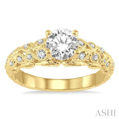 1/5 Ctw Diamond Semi-mount Engagement Ring in 14K Yellow Gold