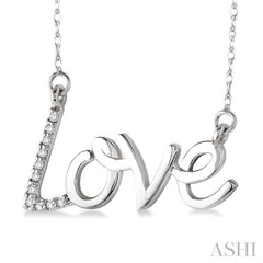 1/20 Ctw Round Cut Diamond Love Pendant in 14K White Gold with Chain