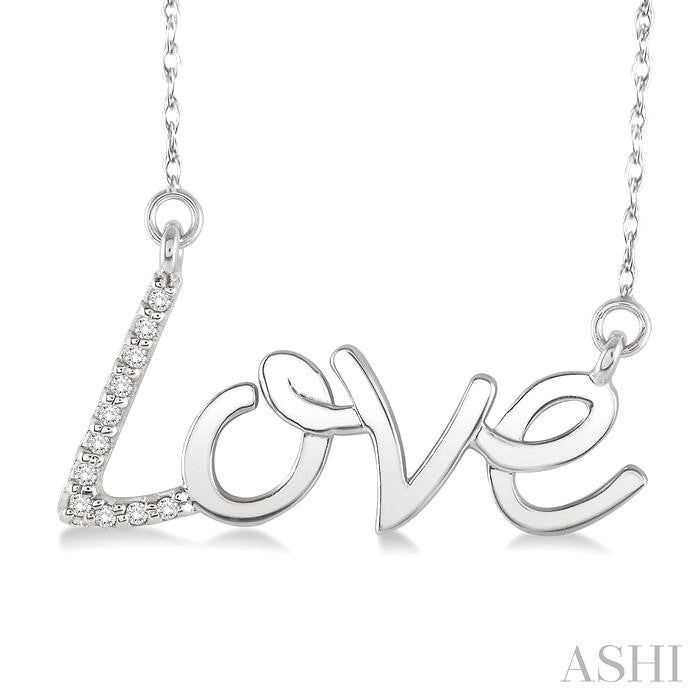 1/20 Ctw Round Cut Diamond Love Pendant in 14K White Gold with Chain