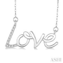 1/20 Ctw Round Cut Diamond Love Pendant in 14K White Gold with Chain