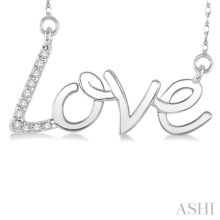 1/20 Ctw Round Cut Diamond Love Pendant in 14K White Gold with Chain