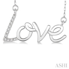 1/20 Ctw Round Cut Diamond Love Pendant in 14K White Gold with Chain