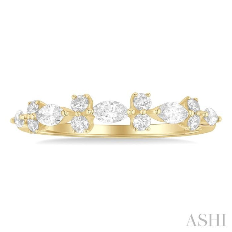 1/2 Ctw Scatter Marquise and Round Cut Diamond Fashion Band in 14K Yellow Gold