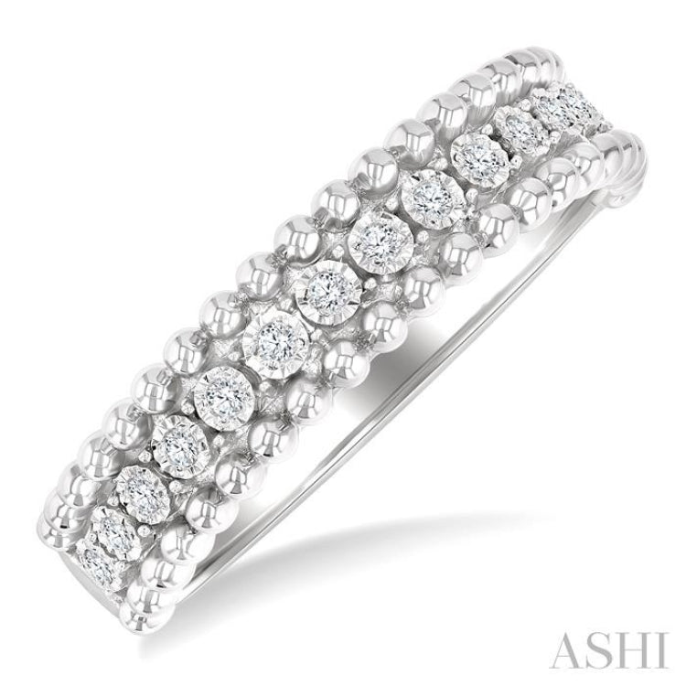 1/10 Ctw Round Cut Bead Bijoux Diamond Bold Bead Design Fashion Band in Sterling Silver