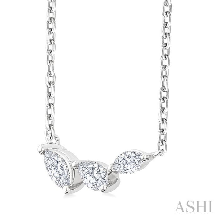 1/6 Ctw Graduated Marquise Cut Diamond Fashion Necklace in 14K White Gold