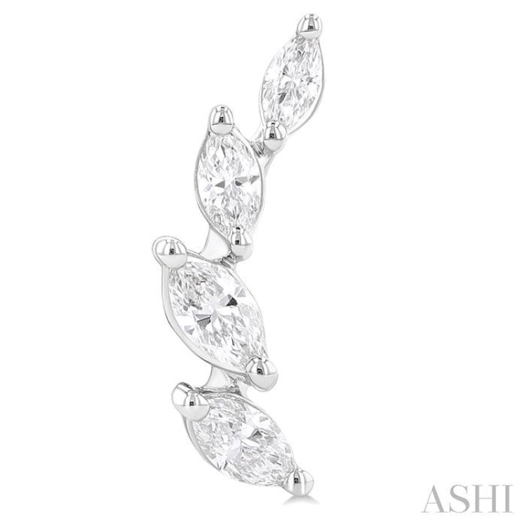1/2 Ctw Marquise Cut Diamond Leaf Vine Fashion Stud Earrings in 14K White Gold