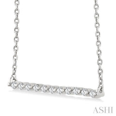 1/10 Ctw Petite Bar Round Cut Diamond Pendant With Chain in Sterling Silver