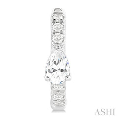 3/8 Ctw Pear Shape and Round Cut Diamond Fashion Huggie Petite Earrings in 14K White Gold