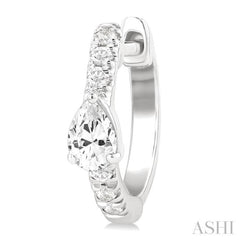 3/8 Ctw Pear Shape and Round Cut Diamond Fashion Huggie Petite Earrings in 14K White Gold