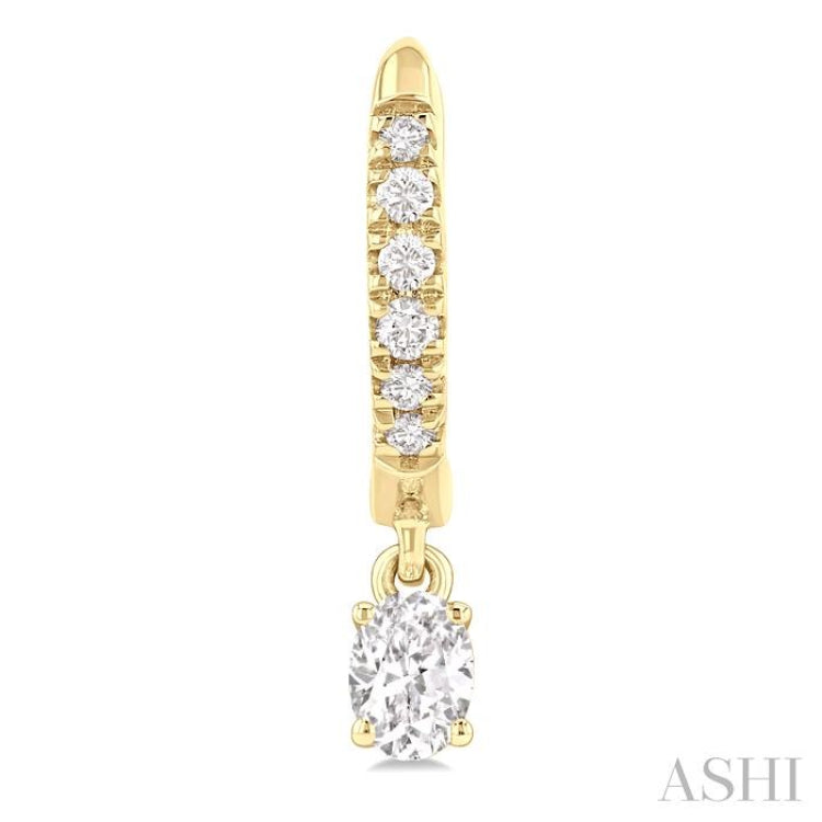 3/8 Ctw Oval Shape and Round Cut Diamond Fashion Huggie Petite Earrings in 14K Yellow Gold