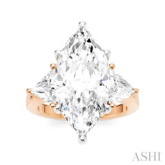 1 1/10 Ctw Marquise Shape Trillion and Round Cut Diamond Semi-Mount Engagement Ring in 14K Rose and White Gold