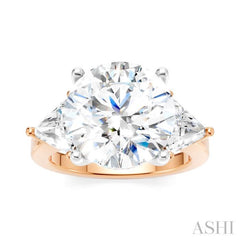 1 1/10 Ctw Circular Shape Trillion and Round Cut Diamond Semi-Mount Engagement Ring in 14K Rose and White Gold