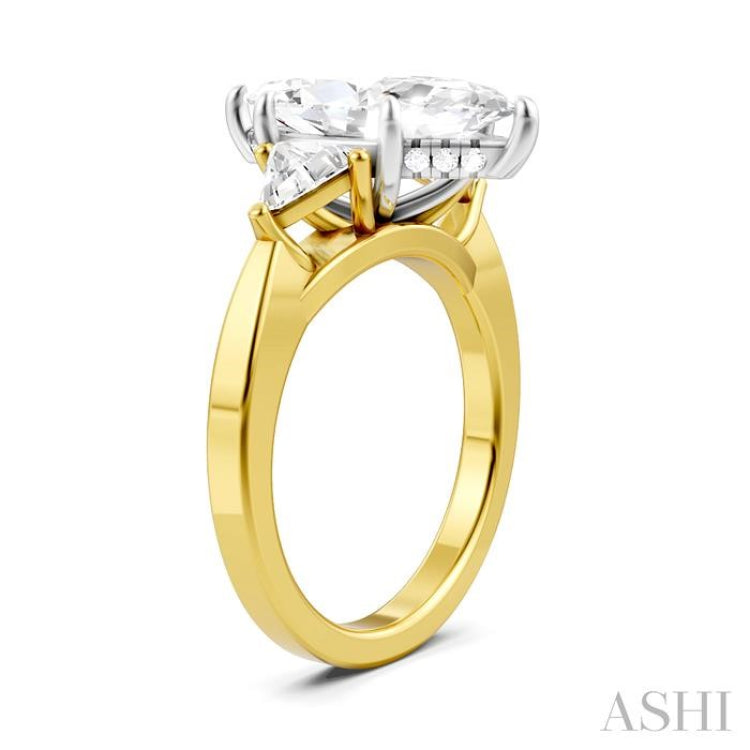 1/2 Ctw Marquise Shape Trillion and Round Cut Diamond Semi-Mount Engagement Ring in 14K Yellow and White Gold