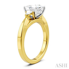 1/4 Ctw Princess Shape Trillion Cut & Round Cut Diamond Semi-Mount Engagement Ring in 14K Yellow and White Gold