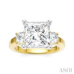 1/2 Ctw Tri-Mount Princess Shape Round Cut Diamond Semi-Mount Engagement Ring in 14K Yellow and White Gold
