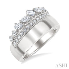 3/4 Ctw Mixed Diamond Cut Fashion Ring in 14K White Gold