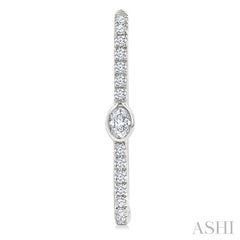 3/8 Ctw Oval and Round Cut Diamond Rectangular Fashion Hoop Earrings in 14K White Gold
