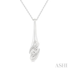 1/3 Ctw Swirl Accent Elongated Teardrop Marquise Cut Diamond Fashion Pendant With Chain in 14K White Gold